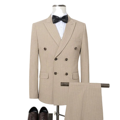 High quality striped suits for men slim fitting luxury man clothing elegant mens suit Wedding trends costumes