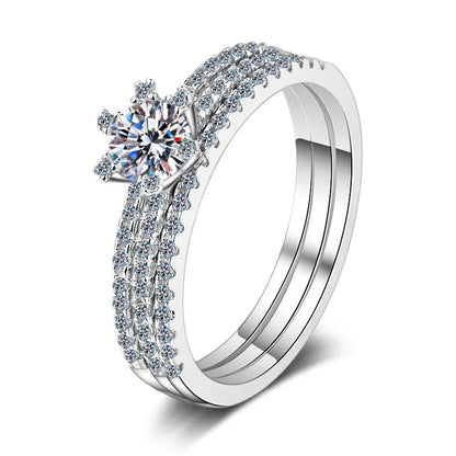 2pcs Diamond Rings GRA Certified D VVS1 Moissanite 925 Sterling Silver Plated 18k white gold Wedding Band Bridal Sets