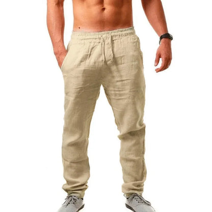Men's cotton and linen pants, men's autumn new casual breathable solid color linen pants, fitness streetwear s-5XL