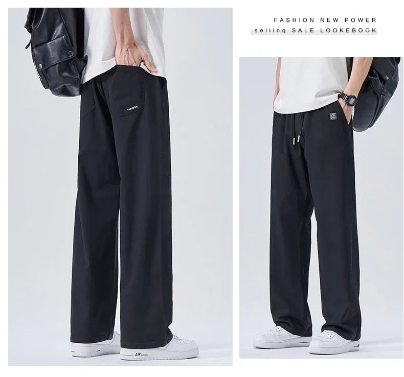 Brand Soft Jeans for Men Spring Thin Draped Comfortable Straight Trousers Drawstring Male Baggy Denim Pants Streetwear