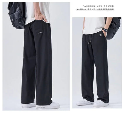 Brand Soft Jeans for Men Spring Thin Draped Comfortable Straight Trousers Drawstring Male Baggy Denim Pants Streetwear