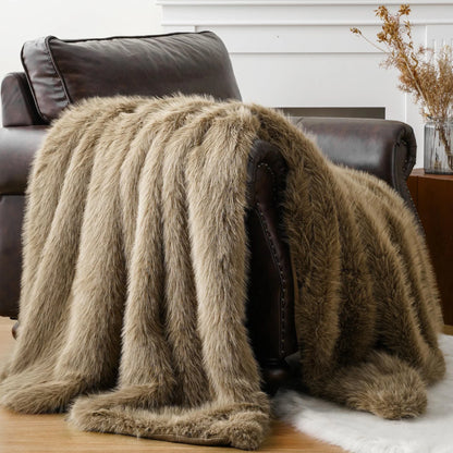 Fluffy Soft Blankets Luxury Fur blanket for Bed Sofa Mink Faux Fur Throw and Blankets Large Warm Blanket for Home Decor