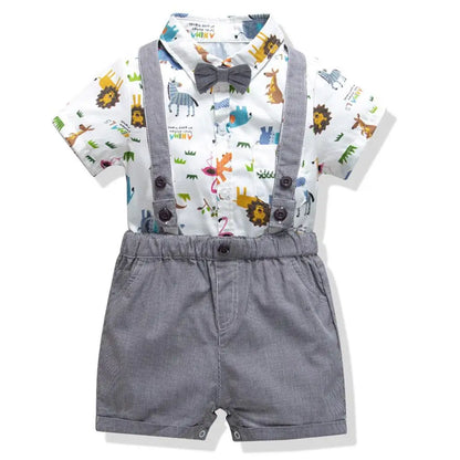 Kid Boy Formal Birthday Outfit Suit Toddler Gentleman Wedding Striped Vest Shirt 1-6 Years Baby Pants Boys Ceremony Outerwear