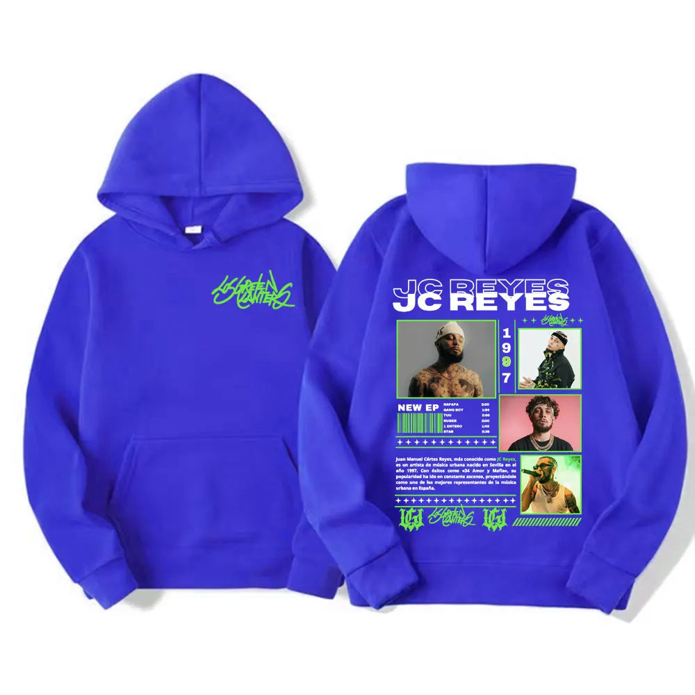 Rapper Jc Reyes Album Tour 2025 Double Sided Graphic Pullover Hoodies Men Women Harajuku Hip Hop Punk Fashion Sweatshirt Hoodie