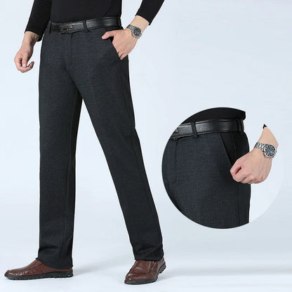 Autumn Summer New Men's Slim Business Pants Fashion Stretch Thicken Casual Trousers Brand Solid Pant Black Navy Plus Size GOZBKF