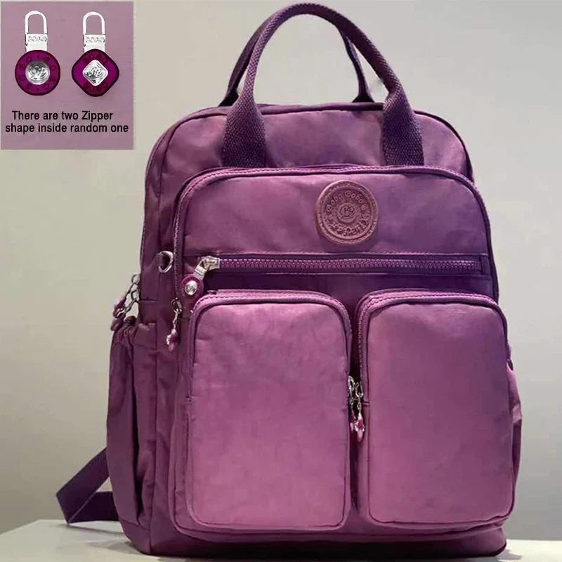Fashion Woman Backpack Waterproof Nylon Soft Handle Solid Multi-pocket Travel Zipper Feminina School Bags Laptop Backpack