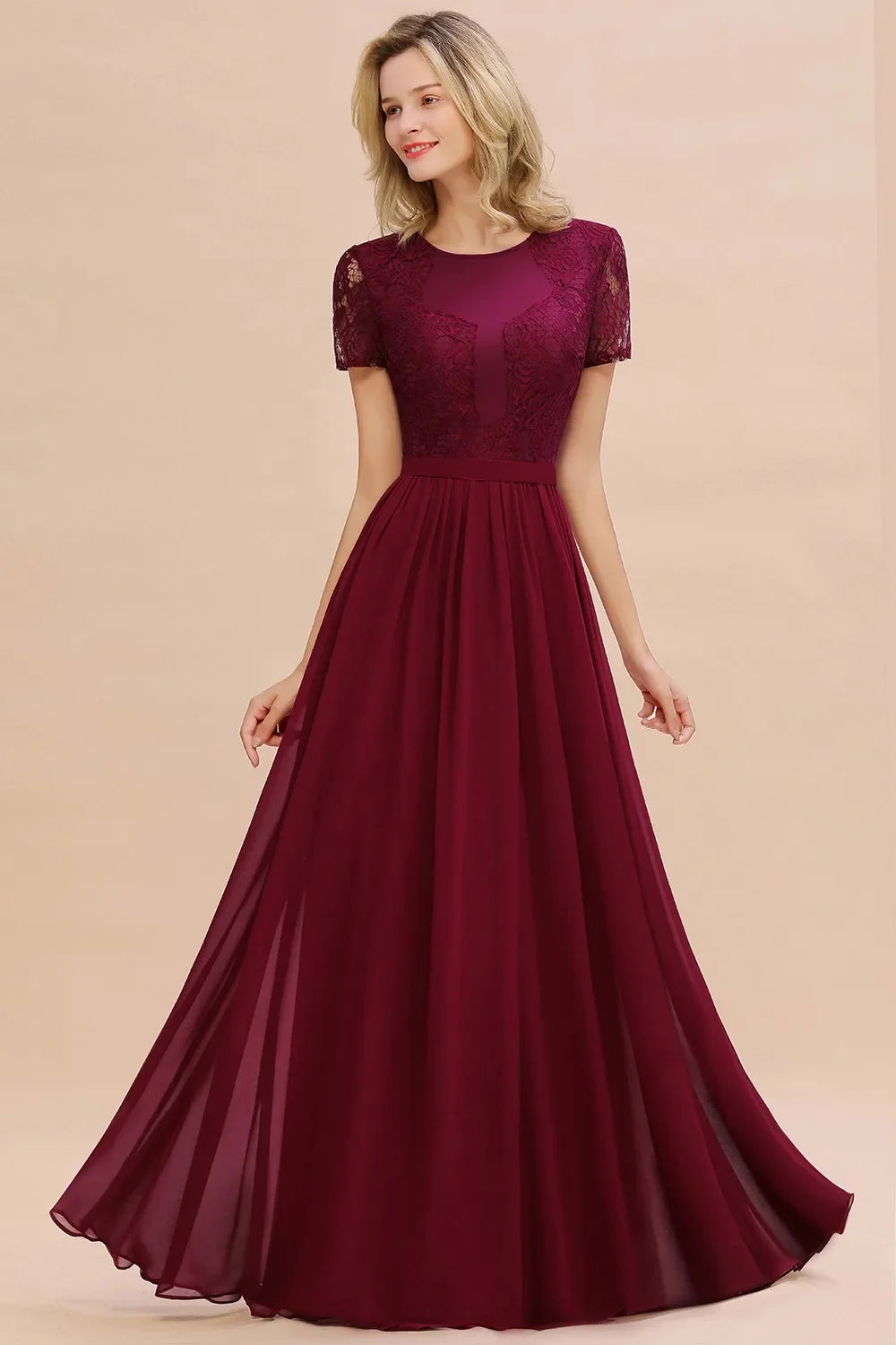 Dark Green Chiffon Long Bridesmaid Dresses Lace A Line O Neck With Sashes Wedding Guest Evening Party Gown Vestido De Fiesta