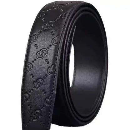 Cross-Border Men's Automatic Buckle Checkered Top Layer Cowhide Belt Business Casual Versatile Letter Waist Belt Wholesale