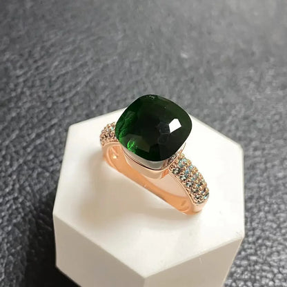 10.6mm Topaz Ring For Women Inlay Light Blue Zircon Candy Water Drop Crystal Ring Rose Gold Plated Jewelry Gift