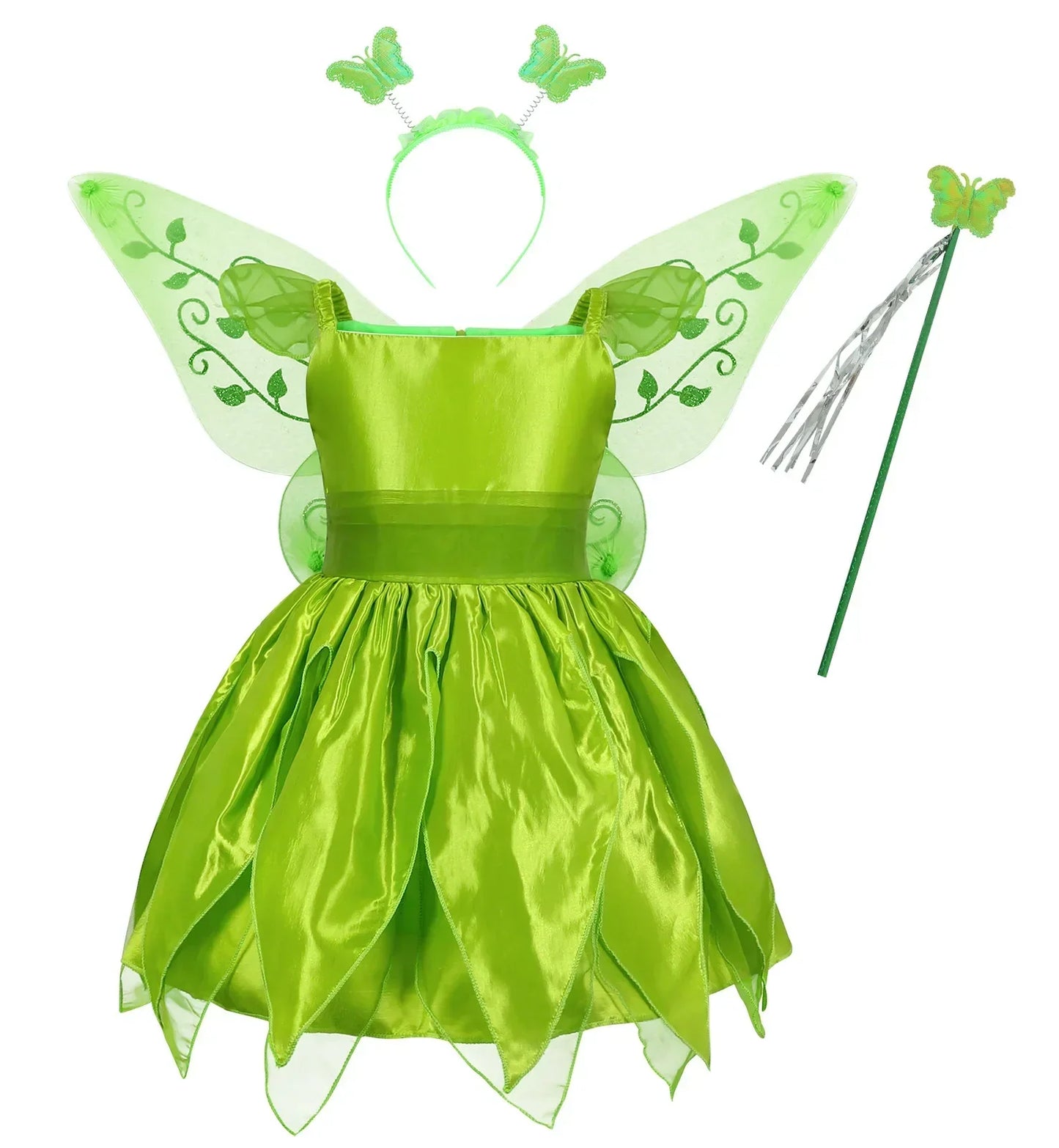 Disney Girls Cosplay Fada Tinker bell Vestido Crianças Princesa Fada das Flores Com Asas Fantasia Festa Tinkerbell Tinker Bell Vestido
