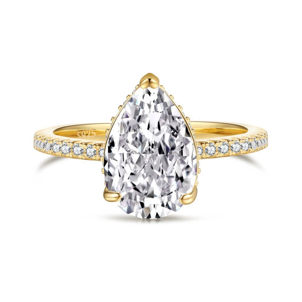 18K Gold Plated 925 Sterling Silver Crushed Ice Cut Lab Sapphire Gemstone Wedding Party Fine Jewelry Rings Wholesale
