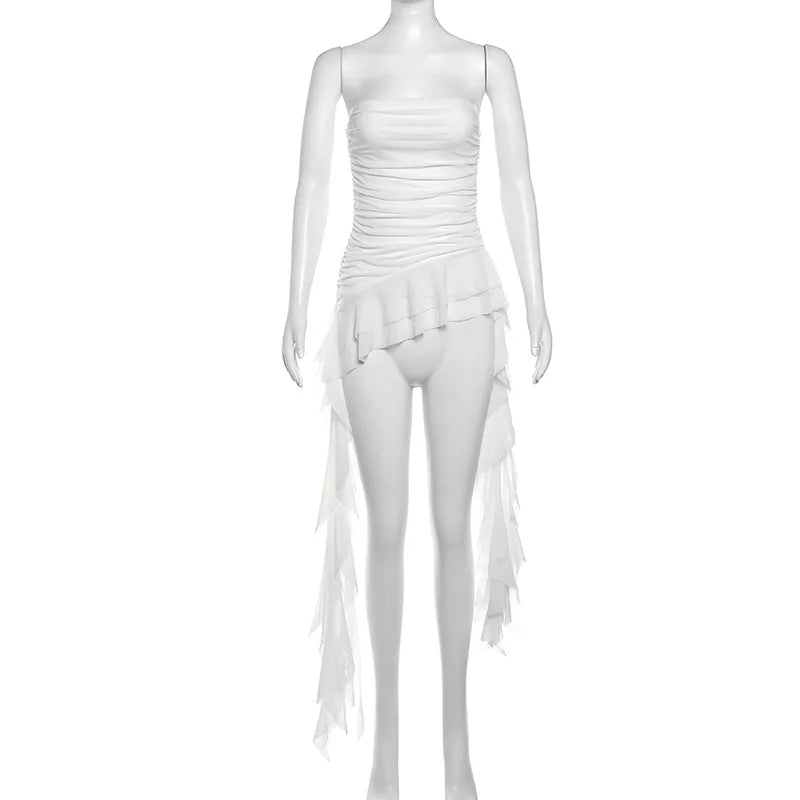 2025 Spring New Solid Color Sweet Gentle Cute All-match High Street Travel Sexy Cool Women Chest Wrap Ruched Tassel Vest
