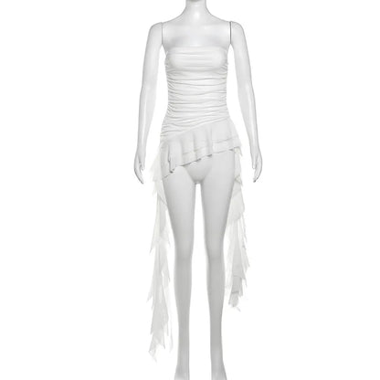2025 Spring New Solid Color Sweet Gentle Cute All-match High Street Travel Sexy Cool Women Chest Wrap Ruched Tassel Vest
