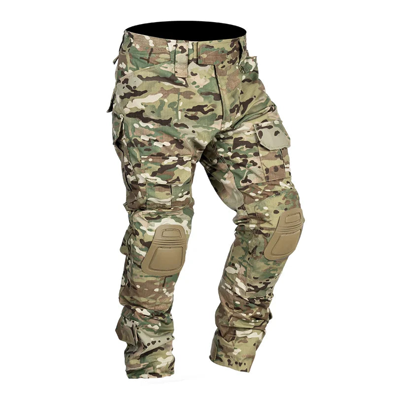 2025 New Multicam Pants with Knee Pads Men Tactical Combat Cargo Camouflage Trousers Hunting Quick Dry Breathable Sport Pants
