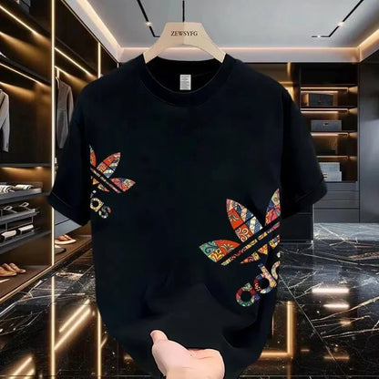 Summer New Casual Men's and Women's Printed Short-sleeved Cotton T-shirt Loose and Versatile Fashion Half-sleeved Casual Wear -