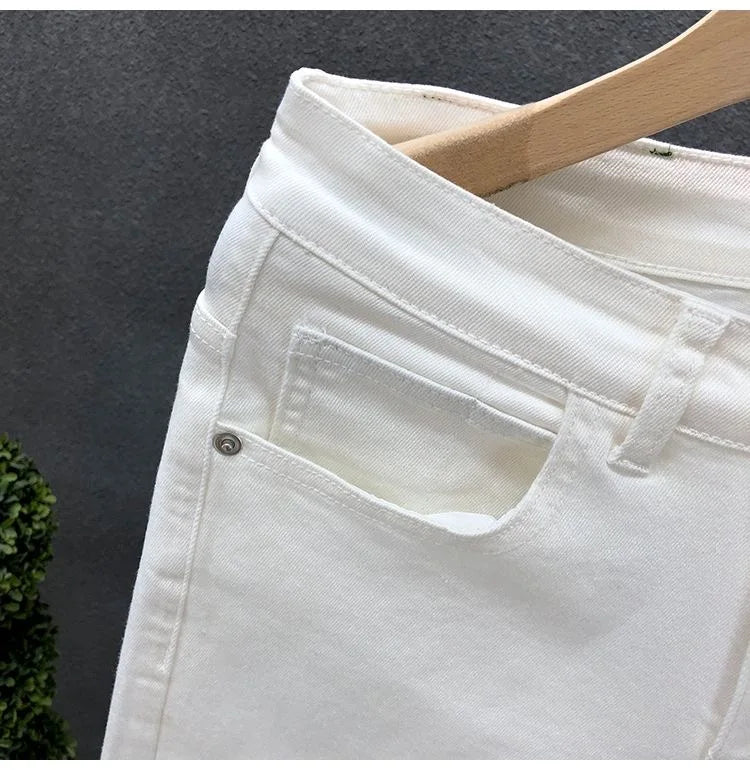 2023 Spring and Autumn New Classic Fashion Solid Color Elastic Casual Jeans Men's Comfortable High-Quality Small Foot Pants 36