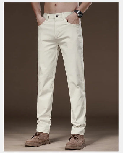 2024 New Autumn Men's Business Casual Trousers Work Pants Male Formal Dress Pants Straight Men's Clothes Black Gray Apricot