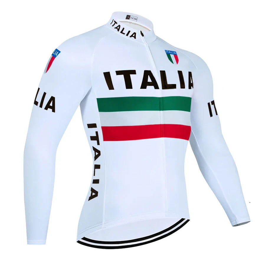 New ITALIA Winter Cycling  Jacket Men Women 20d White Road Bike Maillot Pants Suit Ropa Ciclismo Thermal Fleece Bicycle Clothing