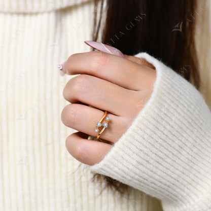 Moissanite Rings for Women VVS1 Round Cut Diamonds S925 Silver Twining Wedding Band Adjustable Engagement Bride Jewelry