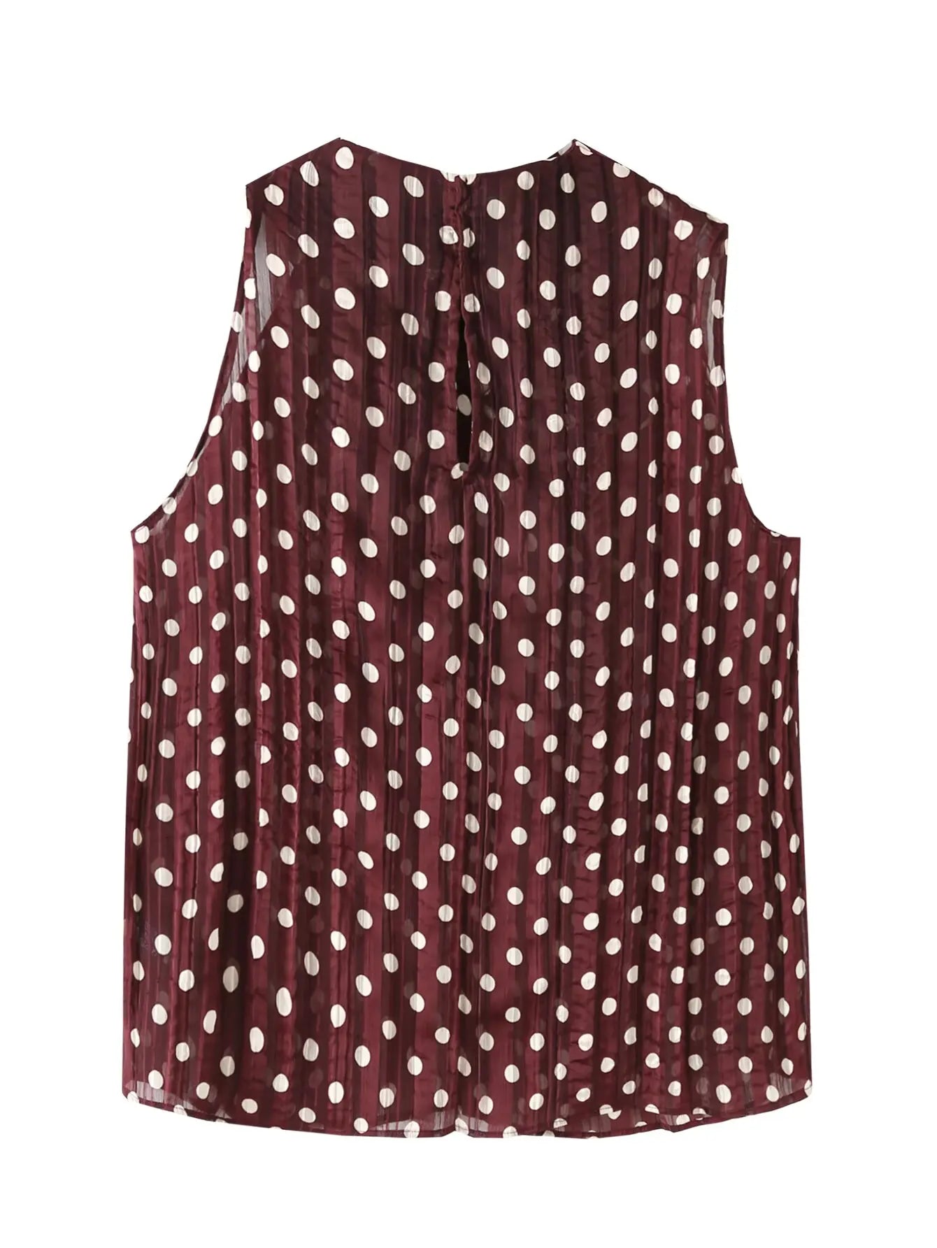 Chic Summer Elegant Brown Woman Blouse Polka Dot Fashion 2026 O-Neck Vintage Sleeveless Shirt Teacher Loose Mujer Vest