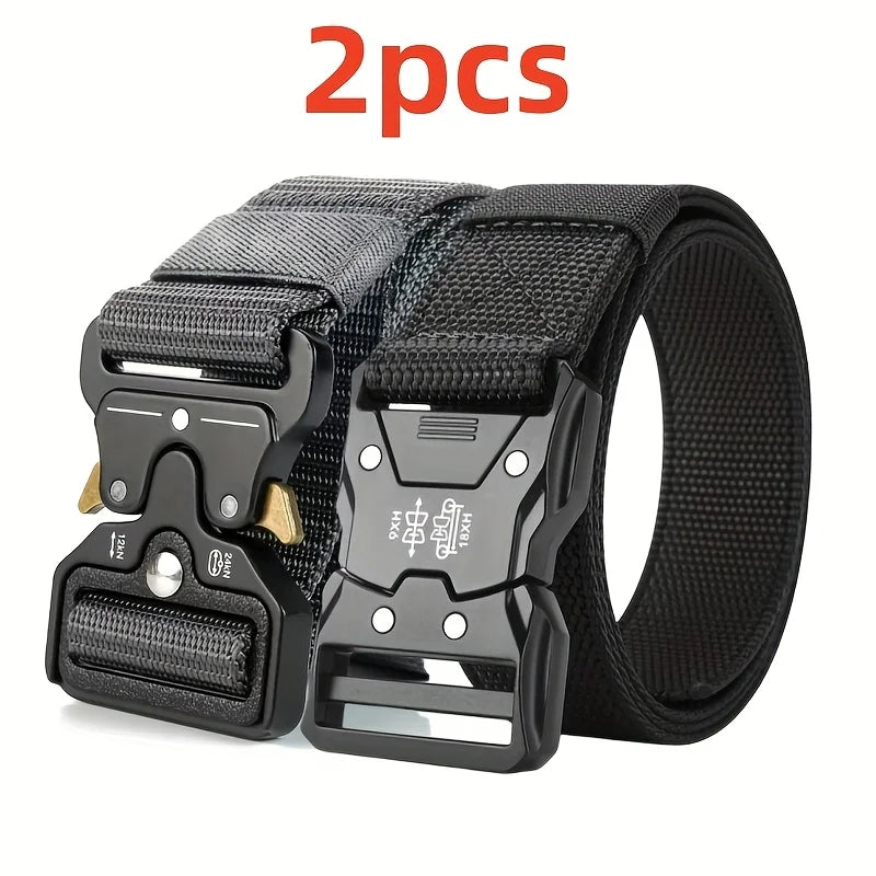 2-piece set of new men's waist belt, quick release buckle casual belt, suitable for cycling, climbing, fishing, golf and other s