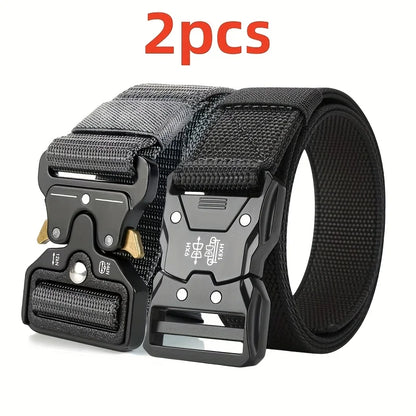 2-piece set of new men's waist belt, quick release buckle casual belt, suitable for cycling, climbing, fishing, golf and other s