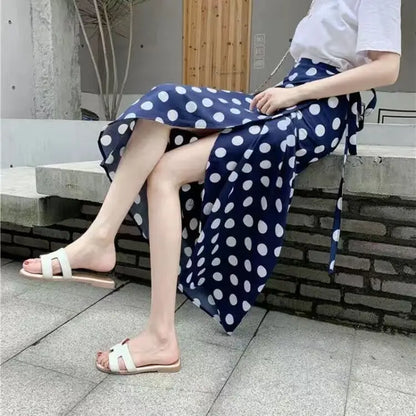Wrap Skirts Women Casual Chiffon Tie-Waist Ruffle Wide Leg Loose