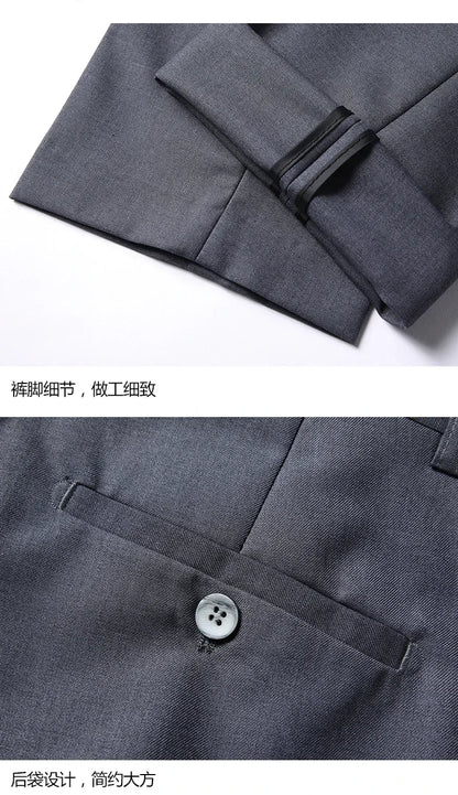 High quality Men Solid color Business - stylish handsome groom best man wedding dress 3/2/1 Single piece optional