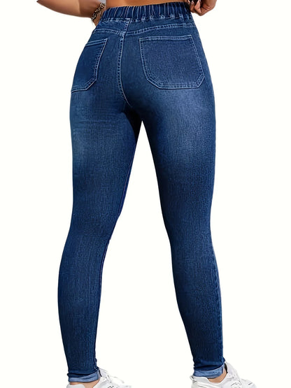 Women's high-waisted skinny jeans with drawstring waist