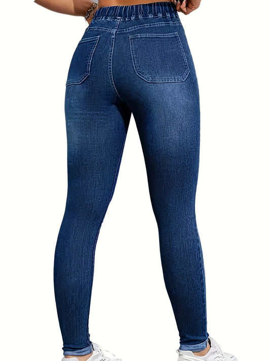Women's high-waisted skinny jeans with drawstring waist