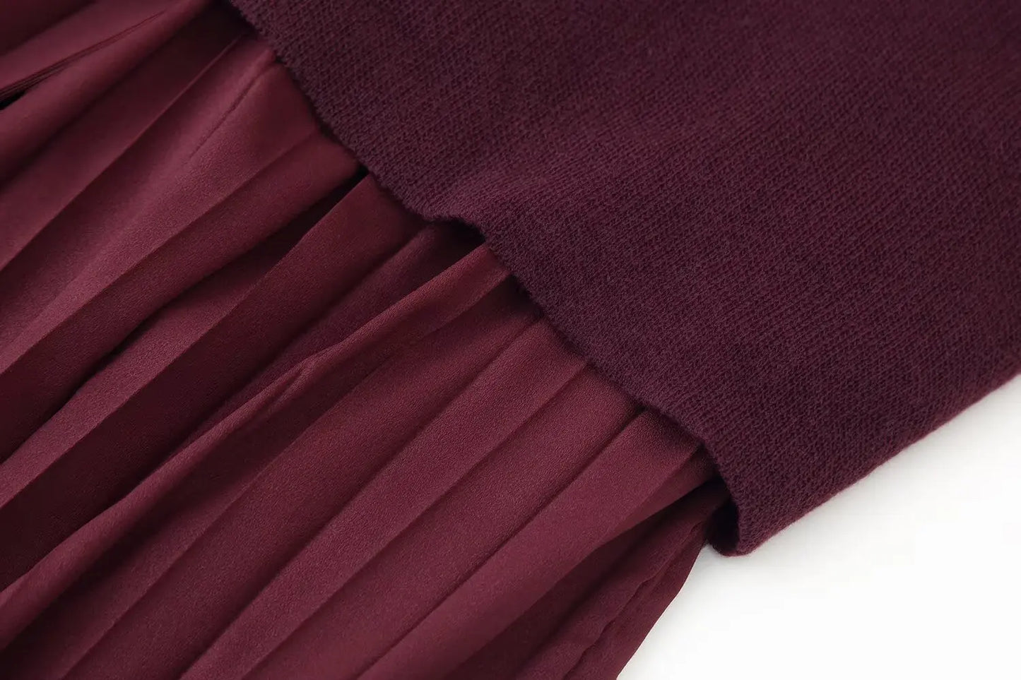 Women Elegant Half Sleeves O-Collar Pleated Dress Spring Woman Rear Zipper Splicing Vintage Casual Knitted Long Dress