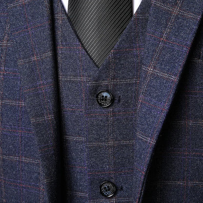 Blazer Vest Pants  Boutique Plaid Men's Formal Groom Wedding Dress Slim Suit 3Pcs or 2Pcs Men's Casual Business Suit Tuxedo