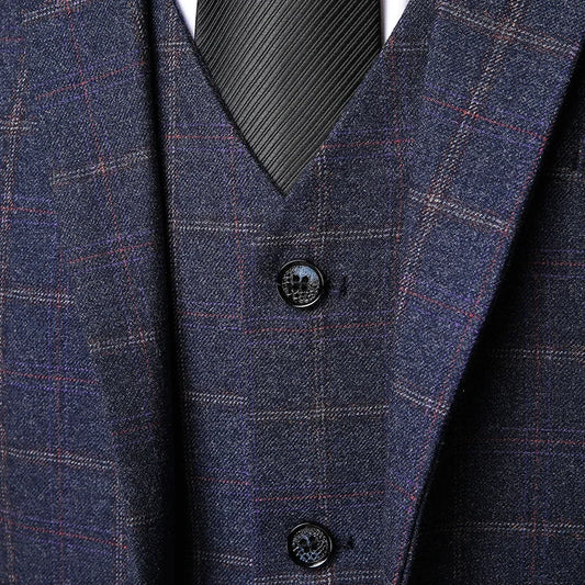 Blazer Vest Pants  Boutique Plaid Men's Formal Groom Wedding Dress Slim Suit 3Pcs or 2Pcs Men's Casual Business Suit Tuxedo