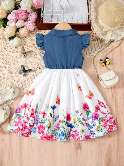 New Summer Children Dresses With Bow Print Casual Dress Outdoor Carnival Birthday Party Girl Clothes Cute Girl Skirt 2-10Y