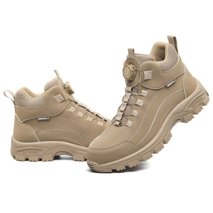 Men's Safety Work Boots Steel Toe Anti- Crush Resistant Punctureproof Kevlar Anti-slip Wear-resistant Fashionable Buckle