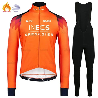 Grenadier Winter Cycling Jackets Long Sleeves Fleece Cycling Clothing MTB Cycling Bib Pants Set Warm Road Bike Sportswear