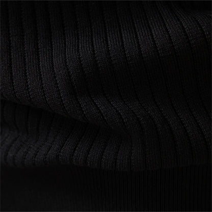 Button Placket Polo Shirt Men Ribbed Stripe Long Sleeve Contemporary Fit Minimalist Autumn Winter Premium Business Top