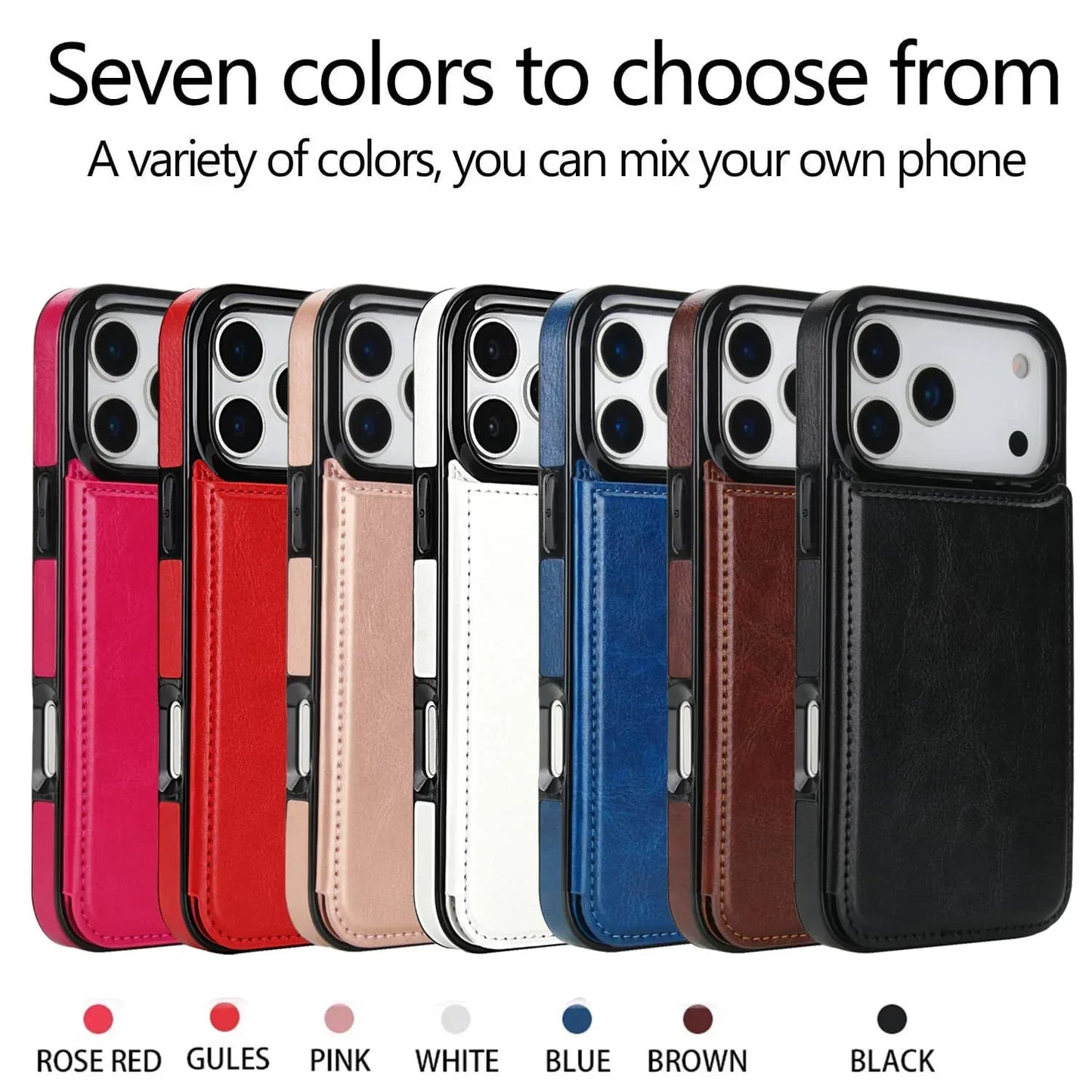 For iPhone 17/Air/17 Pro/17 Pro Max Wallet Case With Card Holder,PU Faux Leather Kickstand Card Slots Case,Double Magnetic Clasp