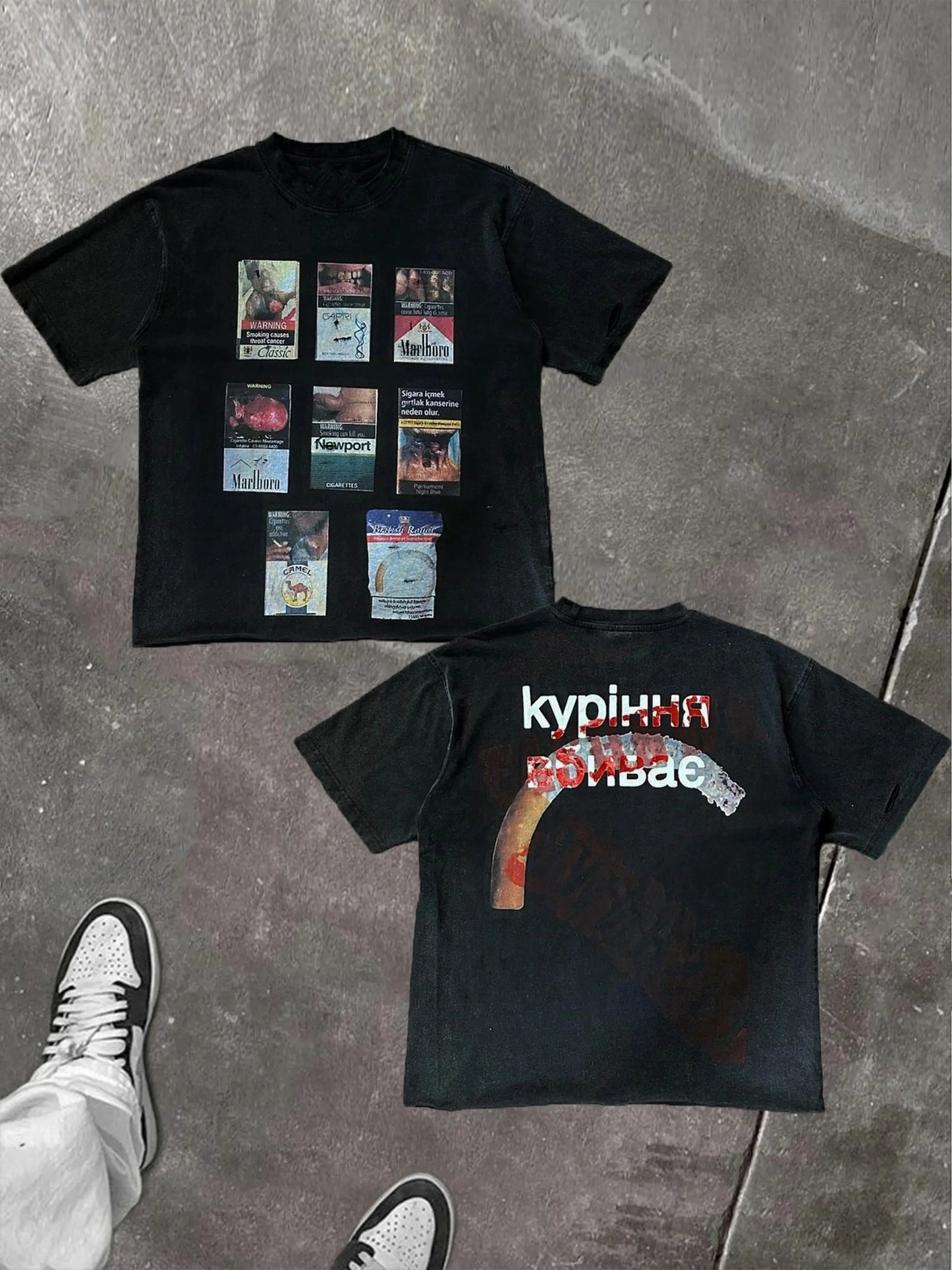 The Smoking Kills Collection Printing Cotton Fabric T-Shirt Summer Street Style Short Sleeved T-Shirt Cool Design Retro Tee Tops
