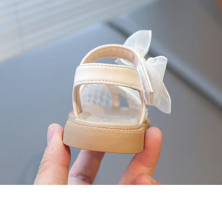 2025 Mesh Peep-toe Princess Shoes Girls Sandals with Tulle Butterfly-knot Summer Evening Wedding Party Bridesmaid Sandals I05292