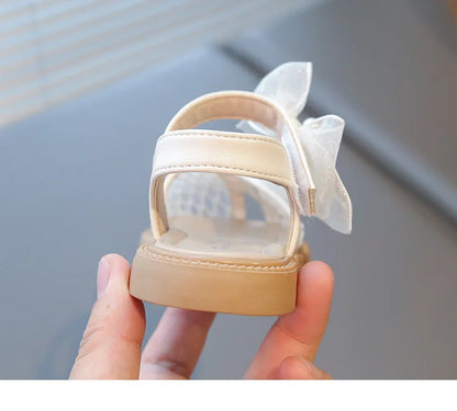 2025 Mesh Peep-toe Princess Shoes Girls Sandals with Tulle Butterfly-knot Summer Evening Wedding Party Bridesmaid Sandals I05292