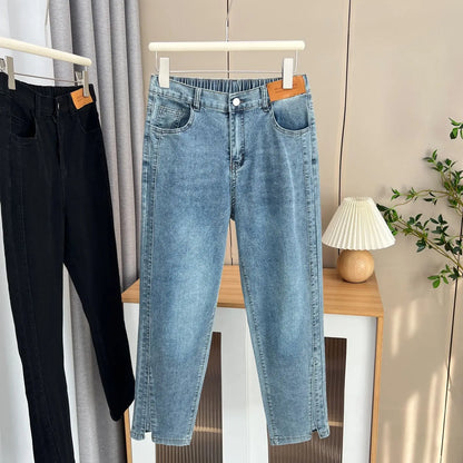 Women's Split Leg Opening Drainpipe Jeans