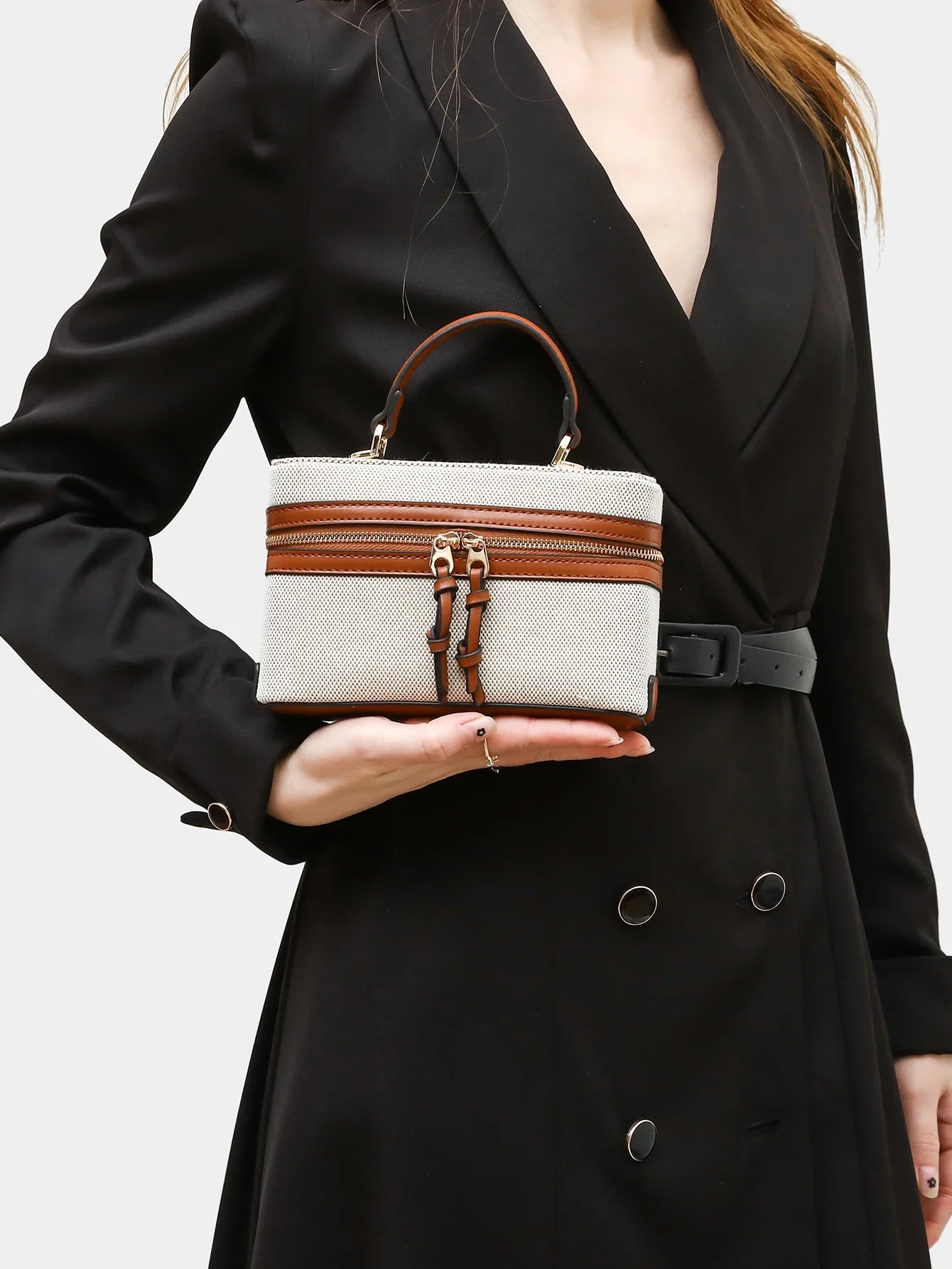 Fashionable versatile box bag brown one shoulder trendy hand-held hard fashionable small square bag