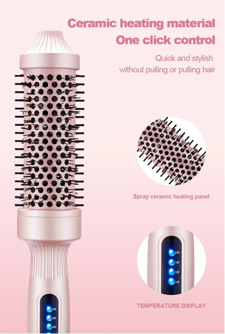 TINSOL Negative Ion Curling Iron 38mm Hot Air Brush, Dual-use for Curling and Straightening, Heated Styling Comb
