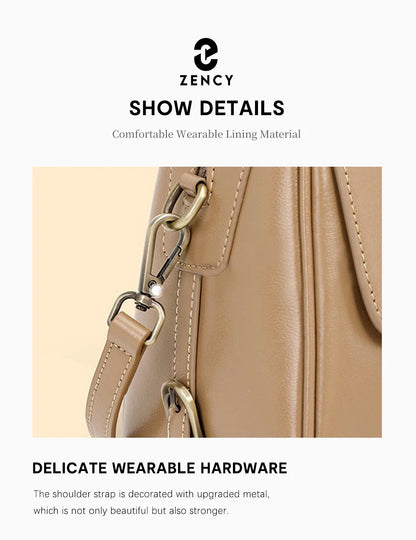 Genuine Leather Women's Handbag Cowhide Shoulder Bag Large Capacity Boston Crossbody Satchel For Fashion Bolsa Two Straps