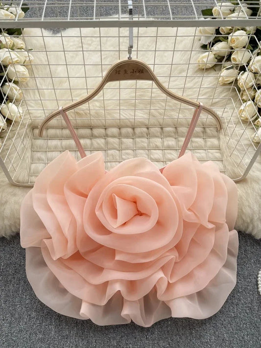 Vintage Backless Corset Bustier Floral Pleated Tank Top Korean Fashion  Summer Beach Women Sling Crop Top