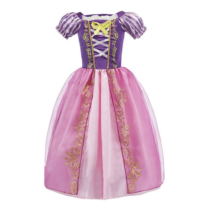 Children Princess Fancy Costume Girls New Rapunzel Anna Dress Kids Christmas Cosplay Belle Aurora Sofia Birthday Party Clothes