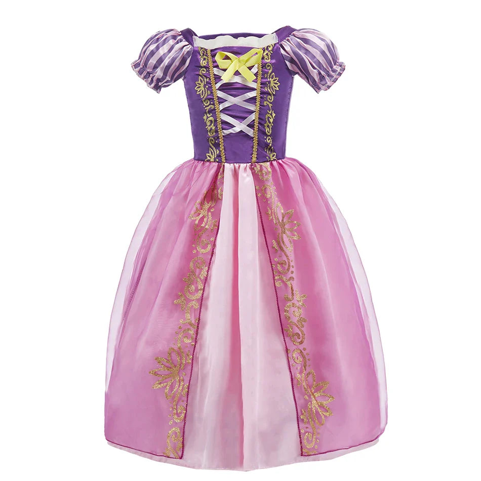 Little Girl Rapunzel Costume Party Fancy Princess Dress Christmas Cosplay Belle Sleeping Beauty Cinderella Carnival Disguise