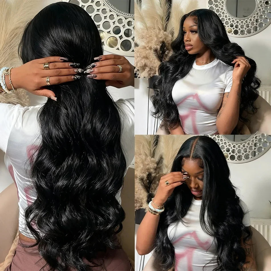 260% Density 13x6 Body Wave Lace Front Wigs Human Hair Pre Plucked 13x4 HD Transparent Lace Frontal Wigs Glueless Human Hair Wig