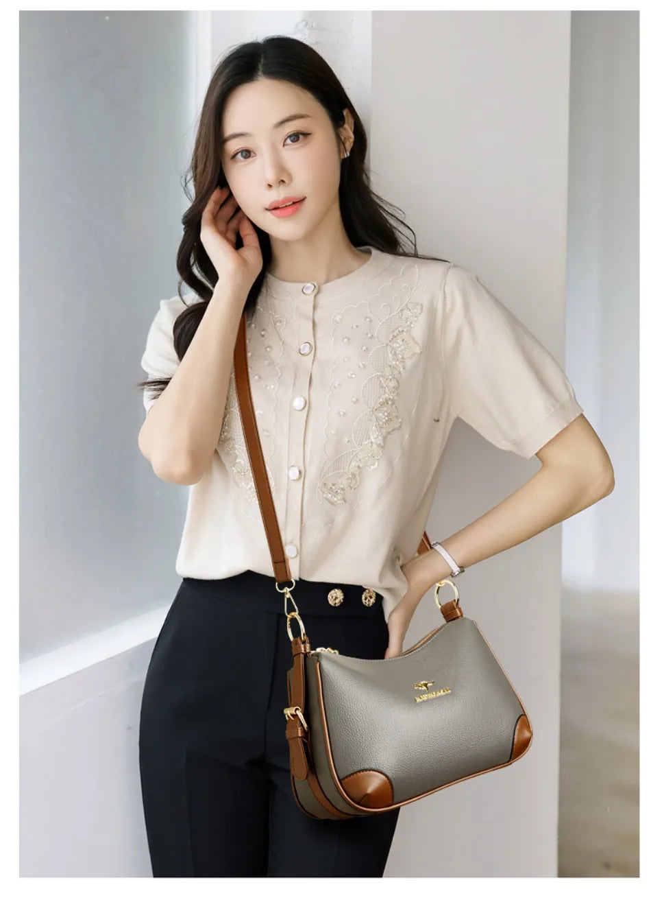Genuine 3 Layers High Quality Soft Leather Ladies Crossbody Bags for Women Luxury Handbags Women Bags Designer  Shoulder 2024
